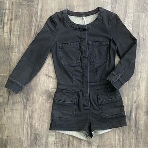 Free People Fiona black shortalls size 0